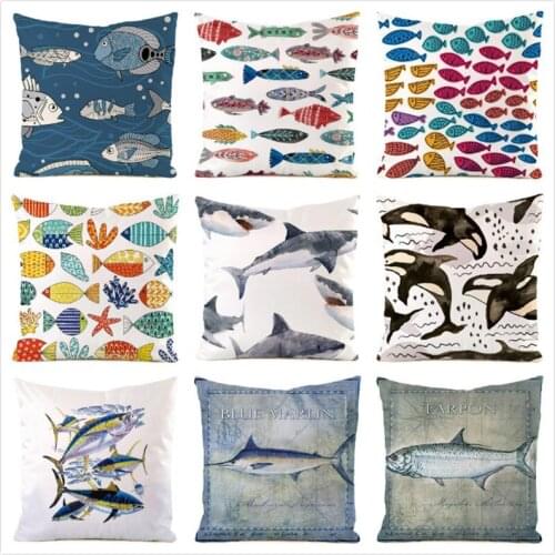45cm*45cColorful fish imitated silk fabric throw pillow covers couch cushion cover home decorative pillows
