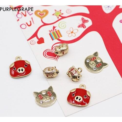 8pcs Alloy Pendant Pig DIY Earring Jewelry Making Material Hair Accessories