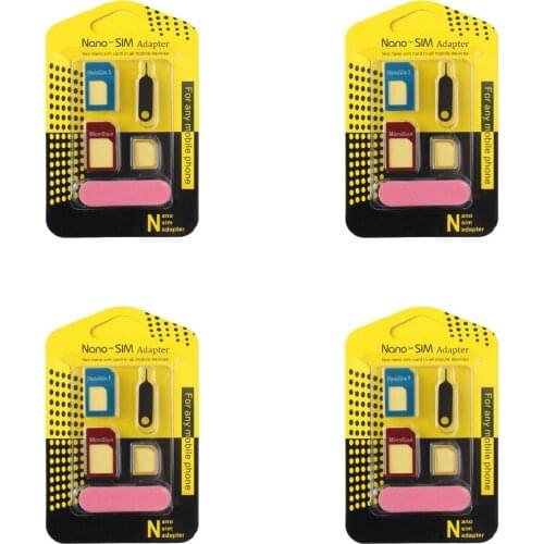 100set New 5 in 1 Sim Cards Adapters eject Pin Key For All Smarttphone Standard/Nano/Micro SIM Card Adapters For Mobile Phone