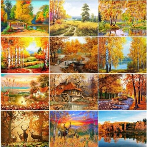 EverShine Diamond Painting Autumn Scenery Full Square DIY Diamond Embroidery Tree Rhinestone Cross Stitch Mosaic Home Decoration