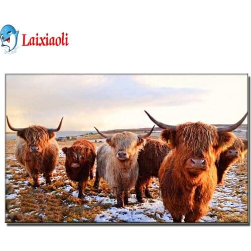 Highland Cattle Diamond Painting Full Square/Round Drill Yak Cow 5D Daimond Embroidery Cross Stitch Crystal Mosaic Picture decor