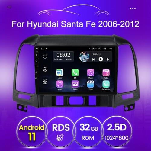 New Android 11 Car Radio For Hyundai Santa Fe 2 Multimedia 2006-2012 GPS Navigation with BT USB Quad-core headunit 2GB+32GB