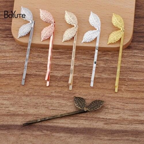 BoYuTe (30 Pieces/Lot) 15*27MM Metal Brass Leaf Hairpin Factory Supply Diy Hair Accessories Materials