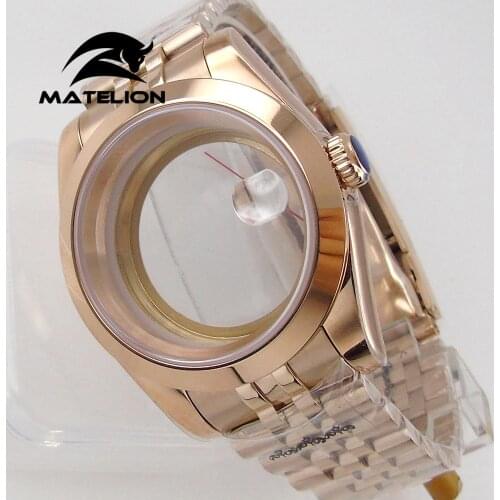 Rose Gold Plated 39mm Sapphire glass Watch Case For NH35 NH36 Miyota 8215 Mingzhu 2813 2836 Movement Jubilee Oyster Bracelet