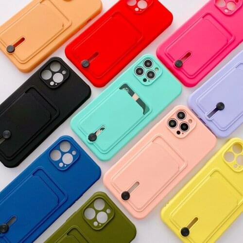 Candy Color Card Wallet Case For iPhone 12 Pro Max 11Pro Max XR XS Max 7 8 Plus X 12Mini Camera Lens Protection Soft Phone Cases
