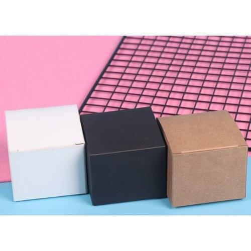 4x4x4/9x9x9cm 50pcs Black Paper Box white Kraft Paper Card Case Cosmetics Sample Gift packaging boxes valve tubes