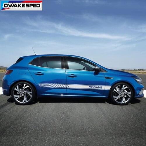 Both Side Car Sport Stripe For Renault Megane GT RS Coupe Auto Door Skirt Sticker Racing Styling Vinyl Decal Accessories