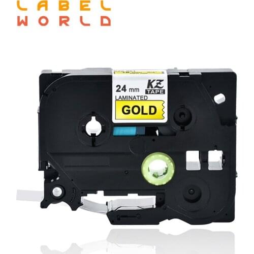 Label World 24mm TZe black on gold tze-851 label tape Compatible for brother P-TOUCH label printer ribbon 5 PACK