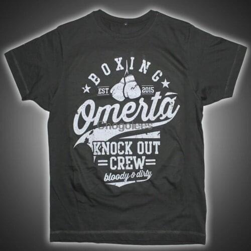 Omerta T-Shirt Boxing grau Streetwear für Rebellen Rocker Sportler Biker Oldschool Printed T Shirts