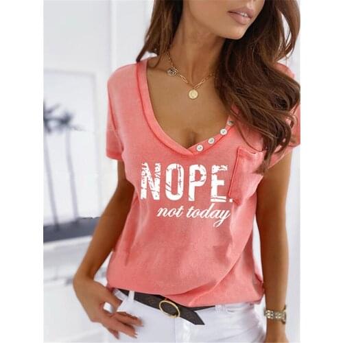 Letter Print T Shirt Women Short Sleeve O Neck Loose Tshirt Woman Striped Pocket Tee Shirt Tops Clothes Summer Button Shirt