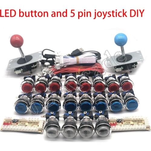 Kit arcade 2 player zero delay mando arcade usb encoder to PC Rasberry PI 33mm led push button joystick usb arcade cabinet