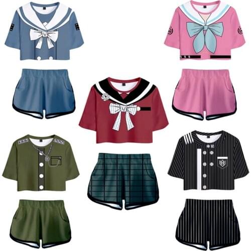 Anime Danganronpa V3: Killing Harmony Saihara Shuichi Cosplay Costumes Men Women Hallween Party Crop Top Shorts Two Piece Sets