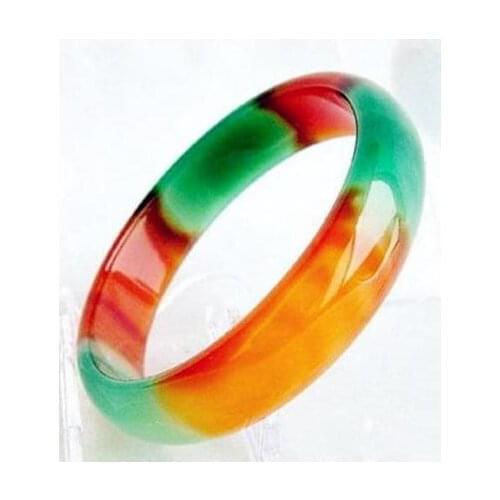 Pretty Genuine Asia Red/Green Natural Agate Jade Bangle Bracelet 56-59mm