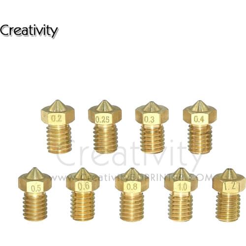 10PC 3D V6 Brass Nozzle or 3D V5 V6 J-head Hotend 1.75mm Filament Extruder For 3D Printer Parts