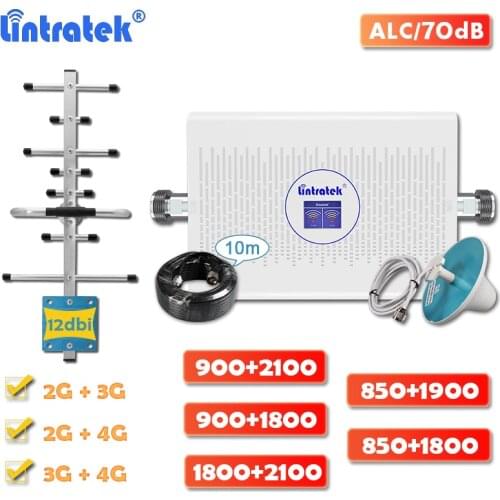 Lintratek 4g signal booster GSM 900 dual band DCS LTE 1800 WCDMA 2100 cellular repeater CDMA 850 PCS 1900 amplifier full kit