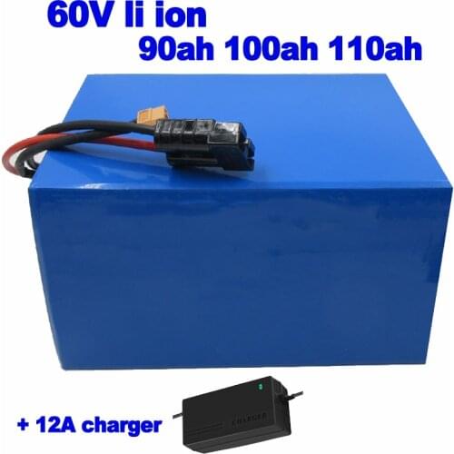 Li ion 60V 90ah 100ah 110ah lithium ion battery pack 3000w for food truck forklift AGV UPS EV Street Sweeper EV + 12A Charger