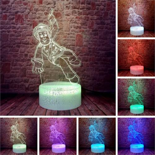 Luminouse 3D Illusion LED Kids Nightlight Colorful Changing Light Figure Fireman Sam Anime Figure Model Toys