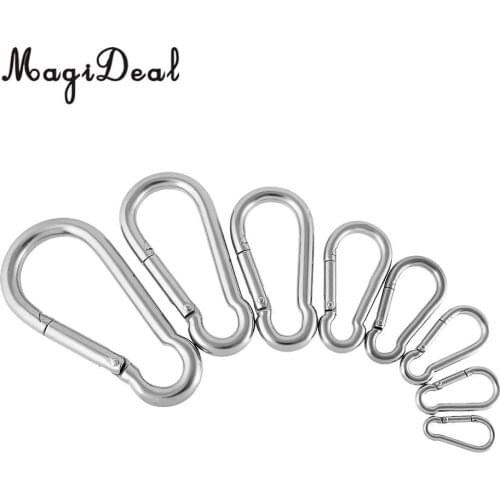 MagiDeal 304 Stainless Steel Carabiner Clip Snap Spring Fast Hook Buckle 4cm -Silver for Camping Hiking Climbing Bag Accessories