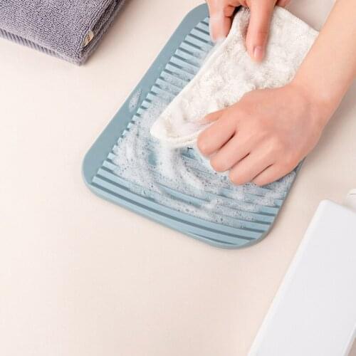 Mini Silicone Laundry Board Household Bathroom Foldable Washboard Vacuum Suction Cup Non-slip Small Folding Washboard