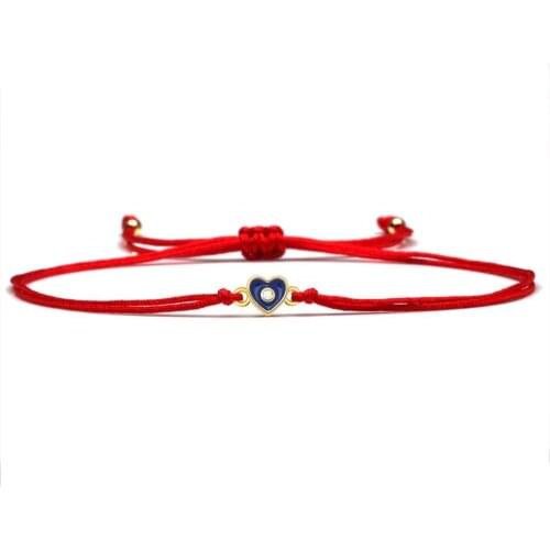 AAA Cubic Zirconia Crystal Mini Copper Peach Love Heart Bracelet Women Girl Lovely Brass CZ Red String Protect Fashion Jewelry