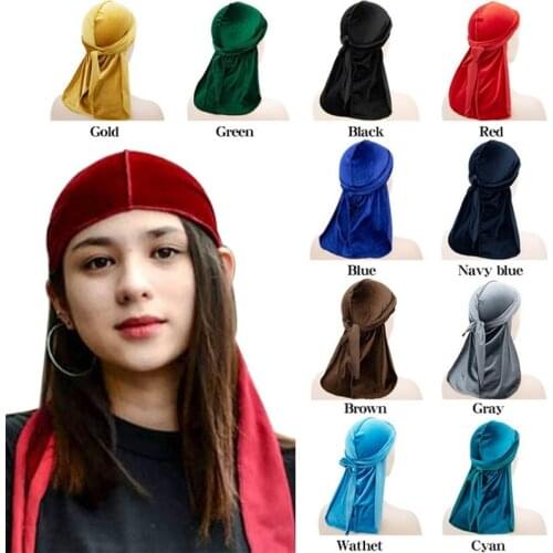 Multifunction Popular Korean Velvet Long Tail Pirate Hat European And American Popular Long Tail With Baotou Hat Velvet Durags