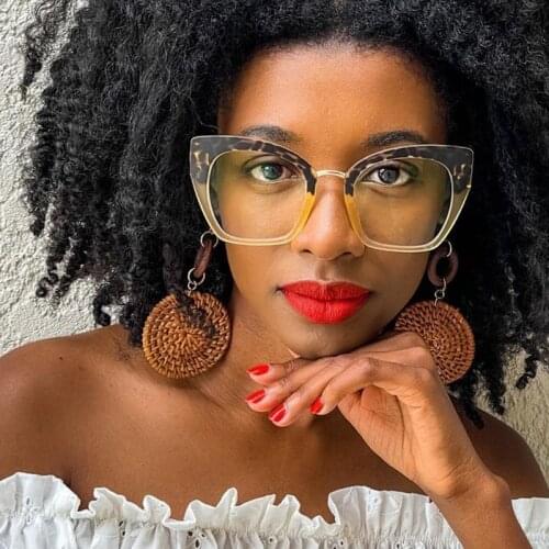 Optical Transparent Glasses For Women Luxury Brand Metal T Decorative Eyeglasses Frames Vintage Clear Oversized Cat Eye Glasses