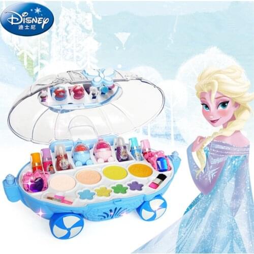 Genuine Disney Frozen Elsa Anna Makeup Car Set Fashion Toys Girls Water Soluble Beauty Pretend Play For Kids Birthday Gift
