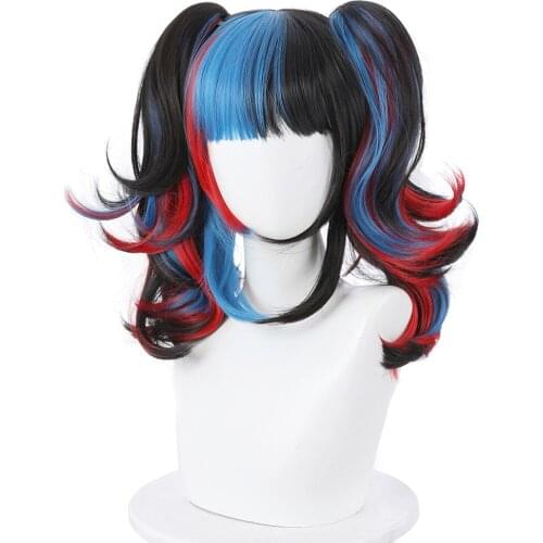 FGO Fate/Grand Order Sei Shonagon Cosplay Wig Black Blue Red Mixed Curly Heat Resistant Synthetic Hair Party Wigs