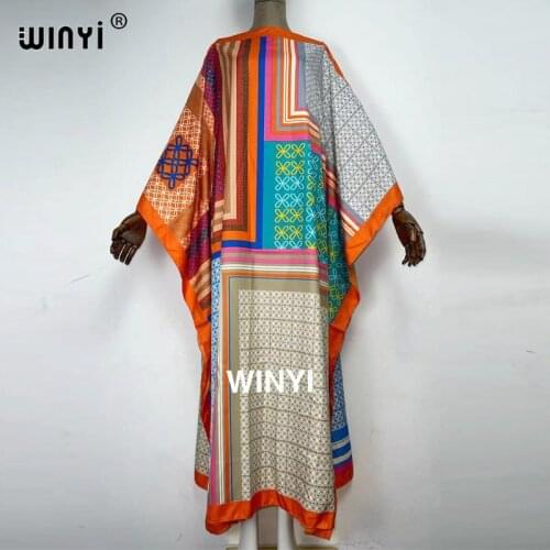 WINYI европейская одежда WINYI Leopard printed sukienka Bohemian Summer silk kaftan dress мусульманская мода Abaya femme Robe