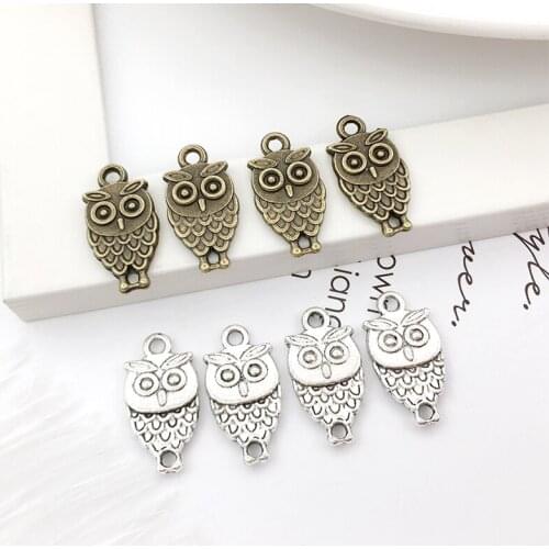 30Pcs Owls Charms Pendants 10mm x 18mm DIY Jewelry Making Alloy Findings Accessory For Necklaces Earrings