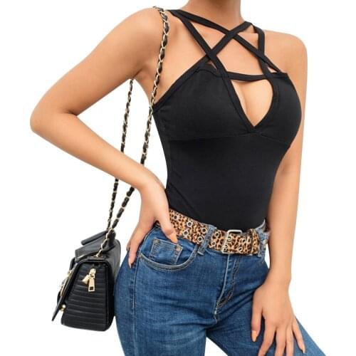 Five-star slimming inner and outer wear bottoming shirt suspenders street European and American sexy one-piece suit women