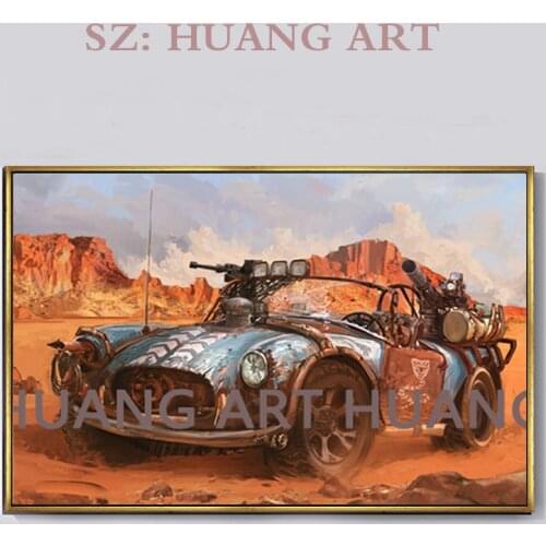 Modern ancient car red knife painting original high quality images for hand painted canvas oil painting wall of the sitting room