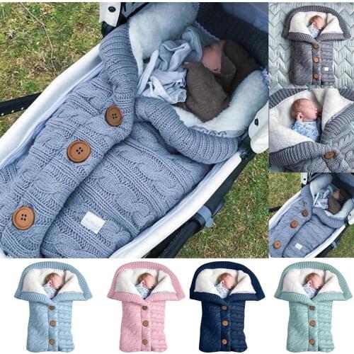 Newborn Baby Winter Warm Sleeping Bag Infant Baby Winter Warm Knitted Swaddle Blanket Soft Sleeping Wrap кокон для новорожденных