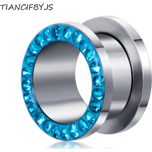 TIANCIFBYJS Fancy Piercing Body Jewelry Epoxy Cover Crystal Flesh Tunnel Earring Tragus Ear Expander Stretching Gauge Plug 60pcs
