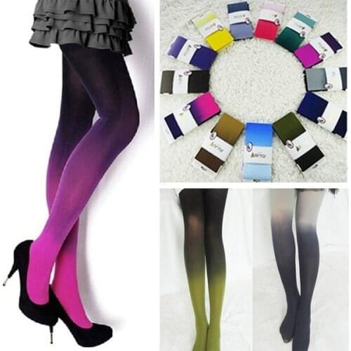 Vintage Women Girls Sexy Stockings Gradual Gradient Change Knee High Socks Stocking Funny Long Socks Thigh High Socks