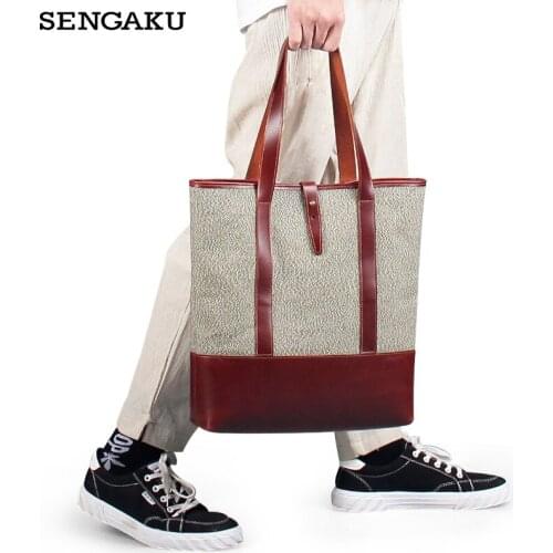 Handmade Large Capacity Handbag Genuine Leather Male Tote Bag Portable Womens Business Briefcase For Short Trip