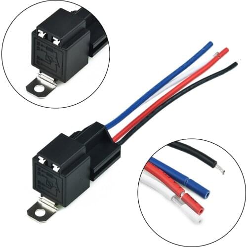 High Quality 12V DC Auto Automotive Relay Socket Relay 4 pin with Socket Base/Wires/Fuse Included 30A Amp SPST