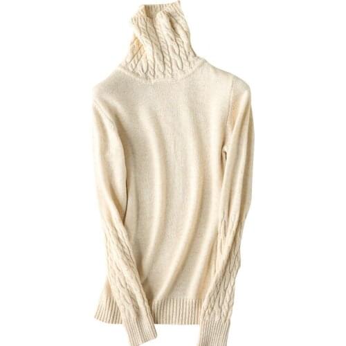 Women Sweater Thickening Warm Knitting Hedging Merino Wool Cashmere Sweaters High-Necked New 2020 Female Knitwear Pure Cashmere