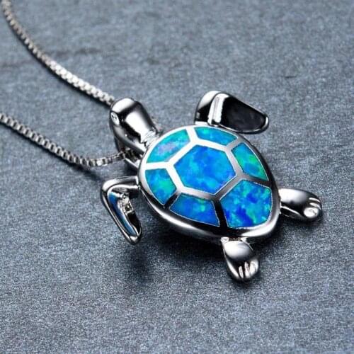 Lovely Sea Turtle Pendant Necklace for Women Small Opal Turtle Charm Pendant Choker Necklace Summer Jewelry Gifts for Girls