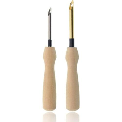 1PCS Knitting Embroidery Pen Wooden Handle Weaving Sewing Felting Craft Punch Needle Threader Set DIY Tool Sewing Accessories