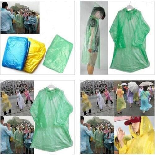 10PCS Raincoat Disposable Adult Emergency Waterproof Rain Coat Poncho Hiking Camping Hood Random Delivery Travel Raincoats