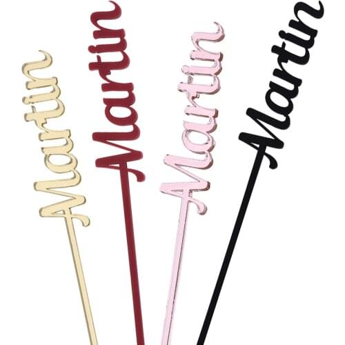 12pcs Personalized Drink Stirrers Name Swizzle Sticks Valentine Table Card Centerpiece Pick Bridal Shower Stir Stick Wedding