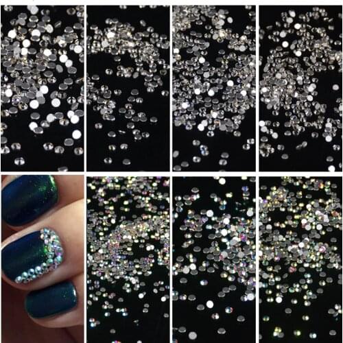 1440pcs/bag Flat Back Nail Art crystal ab Glue On Non Hotfix rhinestones for nails diy nail accessori decorations