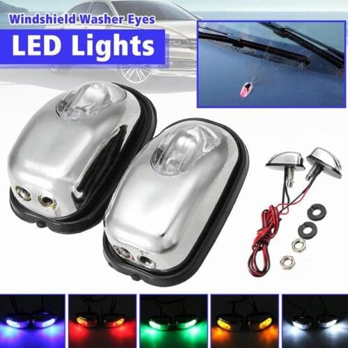 Car Lights Wiper Jet Water Spray LED Decorative Lamp Auto Windshield Washing Styling Exterior Personality Accessories 2 Pcs