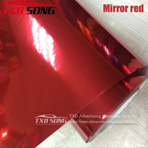 50CM*100/200/300/400/500CM/Roll RED High stretchable Chrome Mirror Vinyl Wrap Sheet Roll Film Car Sticker Decal Sheet