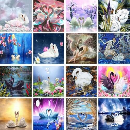Various Swan Pattern 5D DIY Diamond Painting Full Square/Round Diamond Embroidery Sale Mosaic Picture Rhinestones Painting