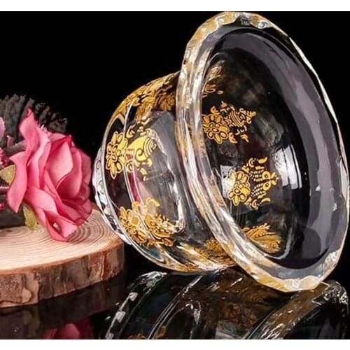 Buddhist Supplies Water Cup Crystal Holy Water Bowl High Feet Auspicious Bowls Goblet Enshrine and Worship Buddah Statue 8cm