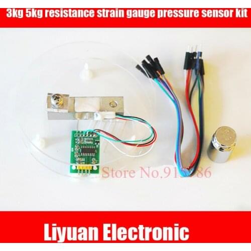 3kg 5kg resistance strain gauge pressure sensor kit / sensor + HX711AD module + bracket + weight / load cell