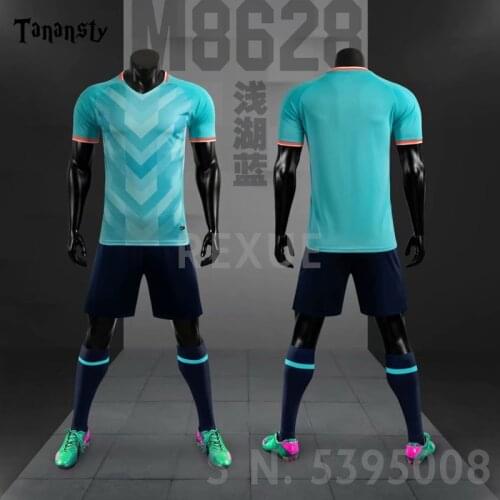 DIY Blank 2021 Adult Kids Soccer Jersey Set Football Kit Men Child Futbol Training Uniforms Set De Foot Team Customized