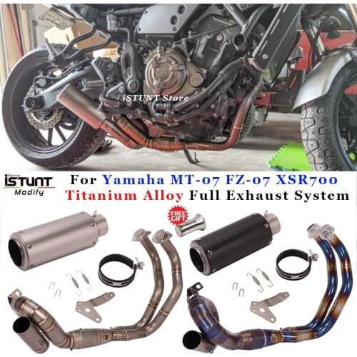 MT-07 FZ-07 XSR700 Titanium Alloy Full Exhaust System Link Pipe 51mm Muffler Motorcycle Exhaust Escape For YZF XSR700 FZ07 MT07